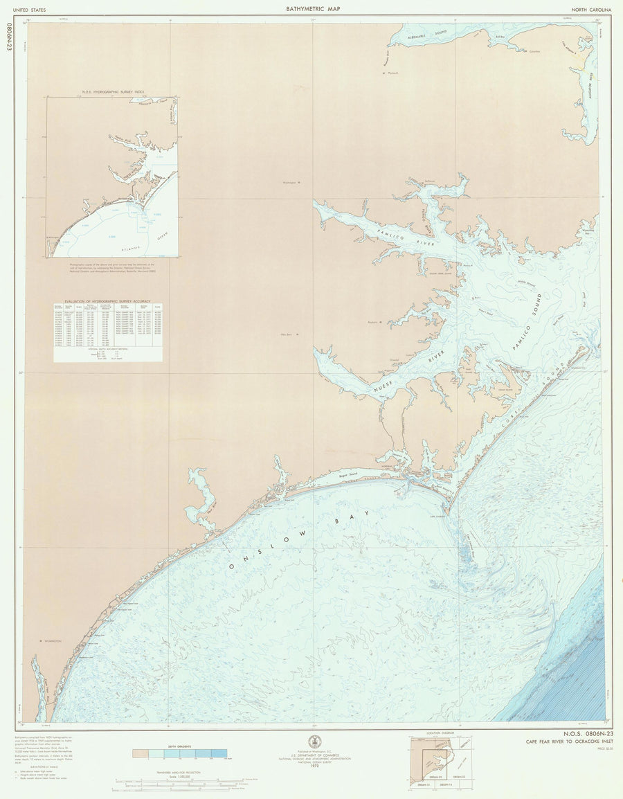 Cape Fear River to Ocracoke Inlet Map - 1972