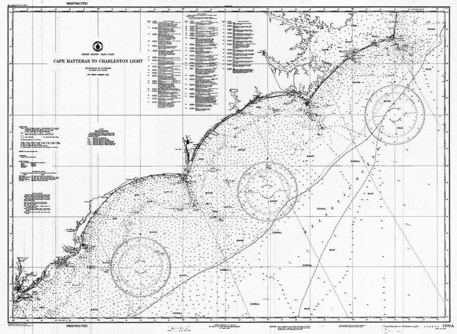 Cape Hatteras Map to Charleston Light Map - 1945