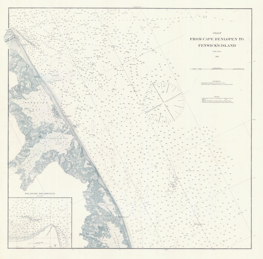 Cape Henlopen to Fenwick's Island Map - 1880