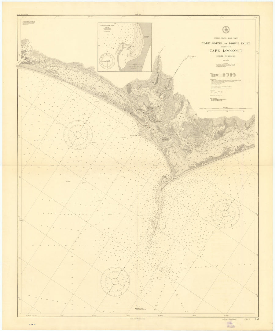 Cape Lookout - Core Sound to Bogue Inlet Map 1915