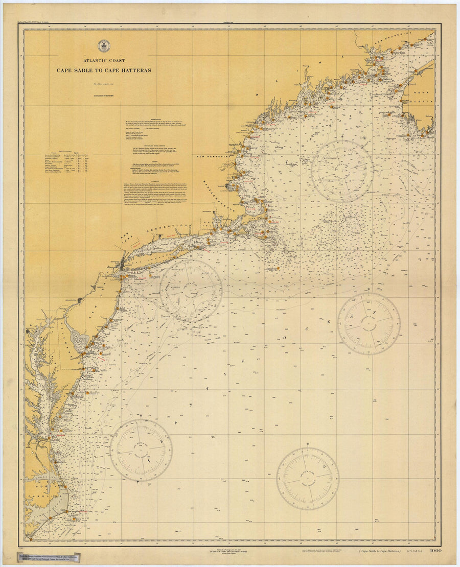 Cape Sable to Cape Hatteras Map 1927