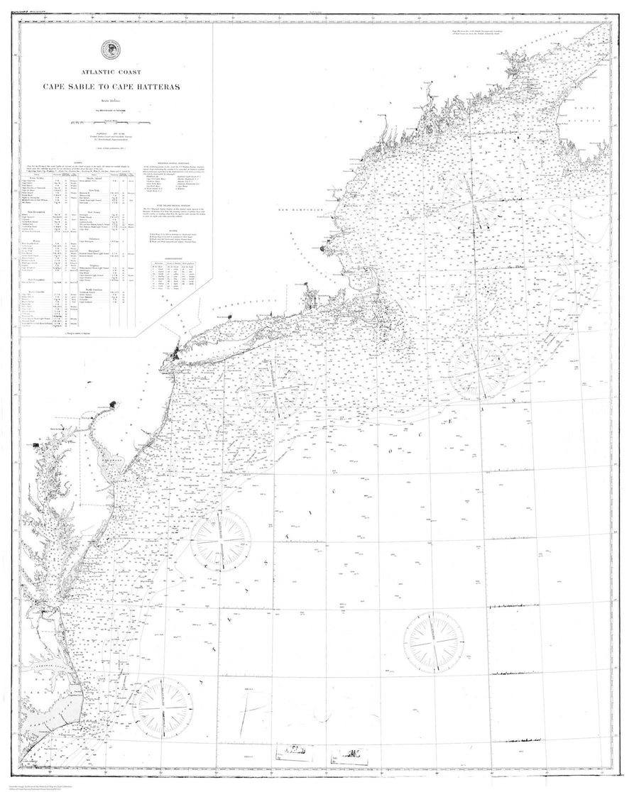 Cape Sable to Cape Hatteras Map 1890