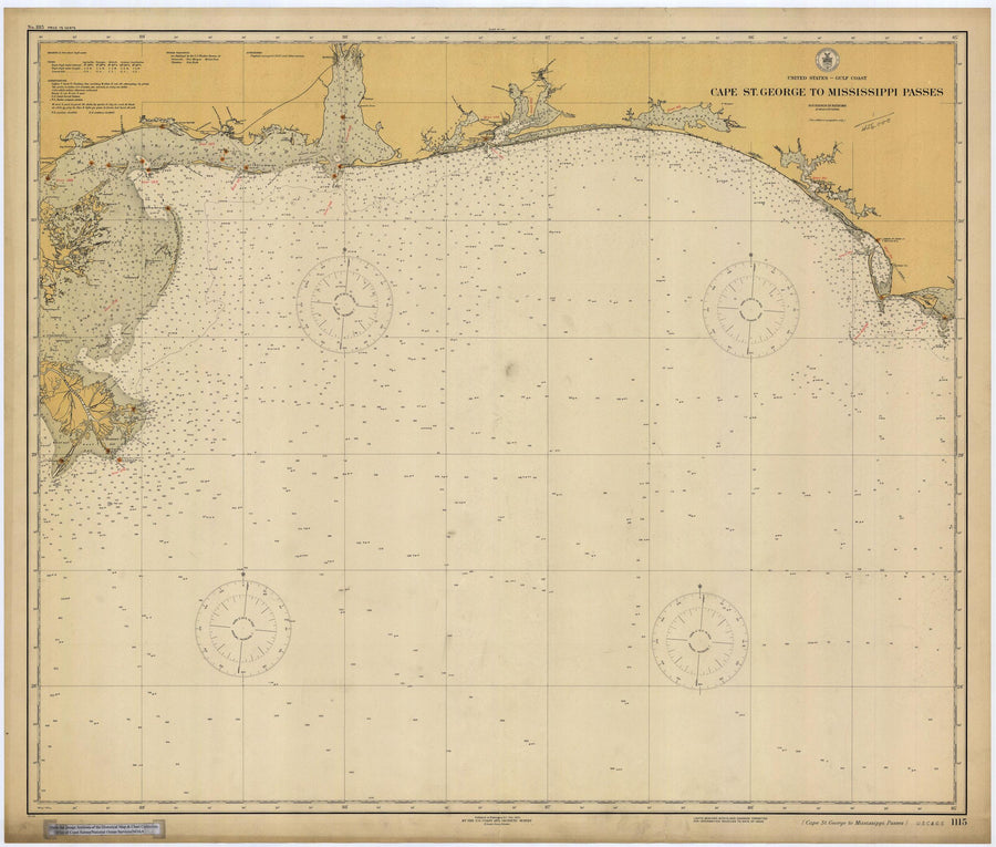 Cape St. George to Mississippi Passes Map 1925