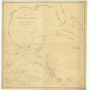 Caribbean and Central America Map - 1856