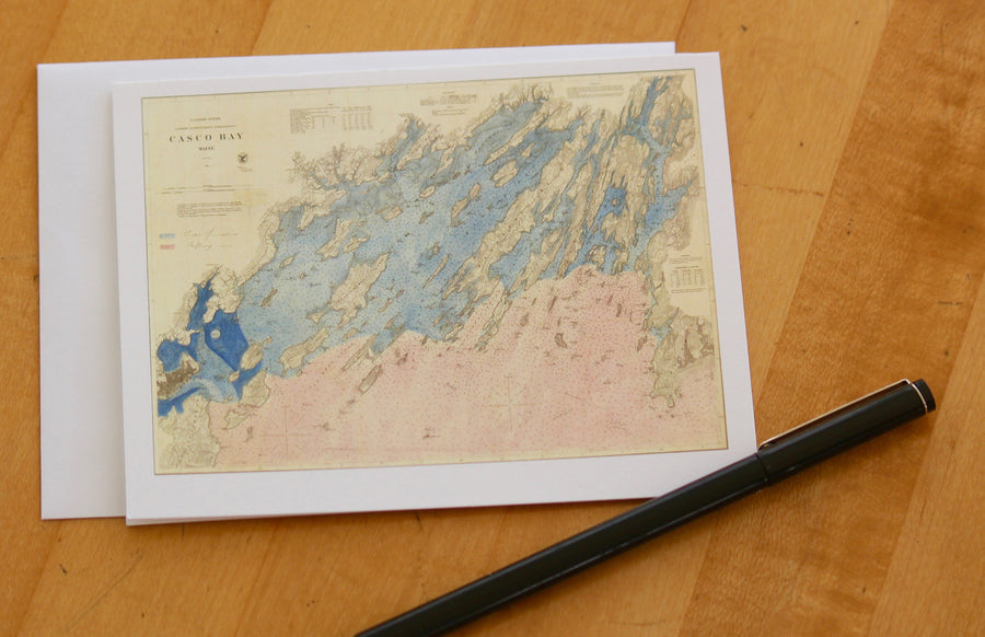 Casco Bay Map Notecards (1870) 4.25"x5.5"