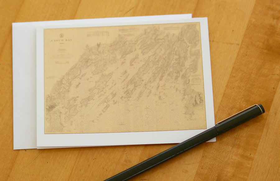 Casco Bay Map Notecards (1896) 4.25"x5.5"