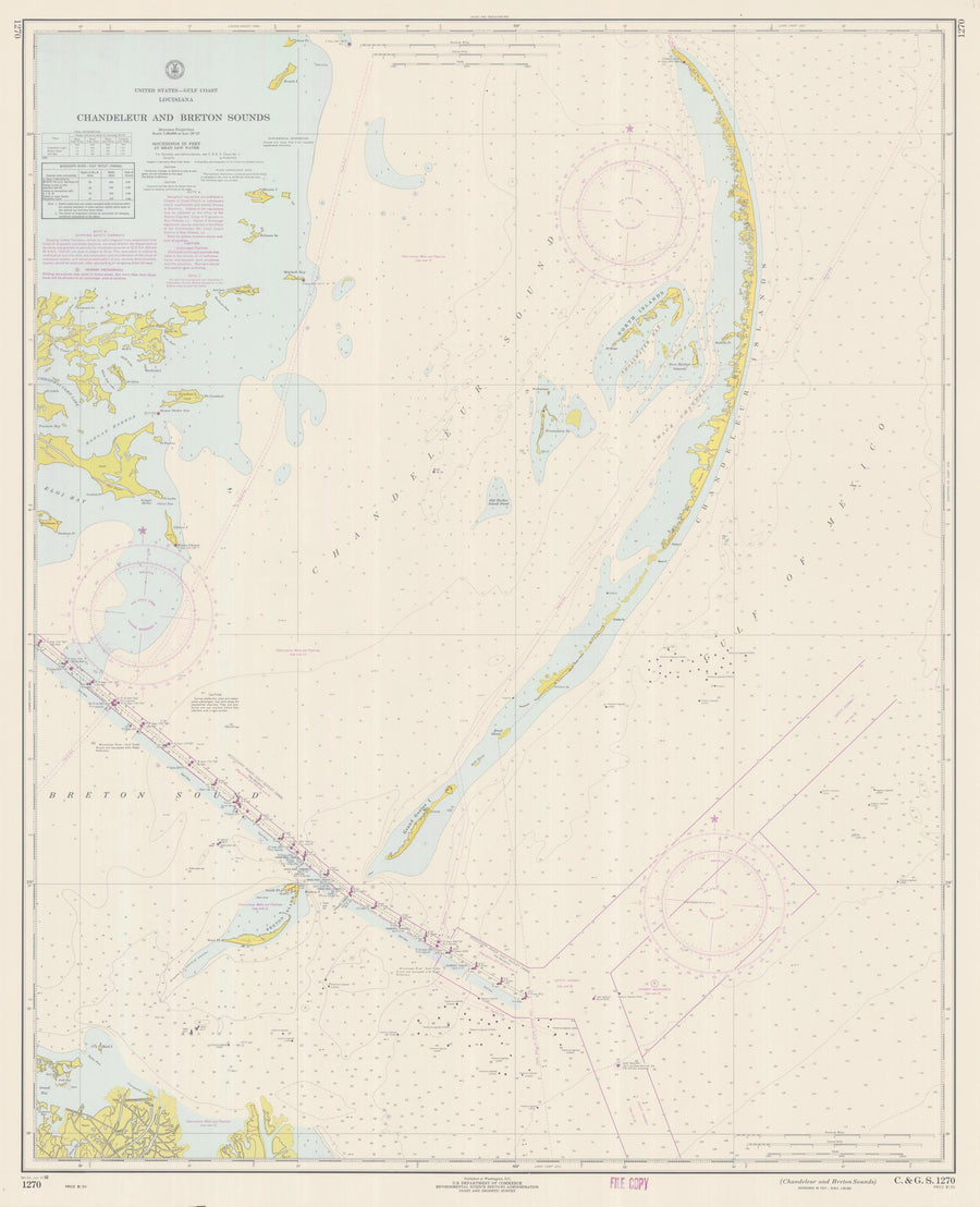 Chandeleur and Breton Sounds Map - 1968