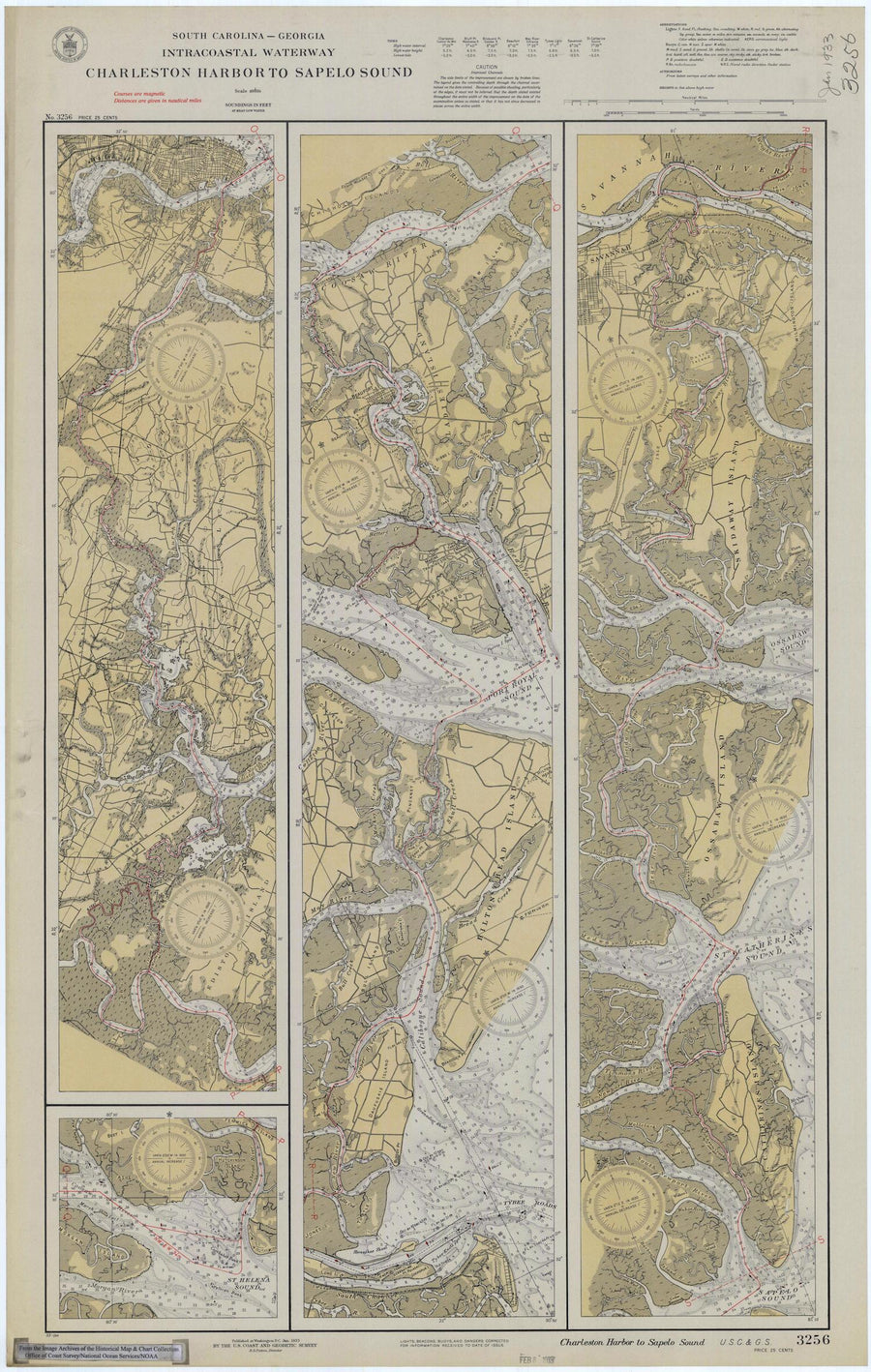 Intracoastal Waterway - Charleston Harbor to Sapelo Sound Map -1933