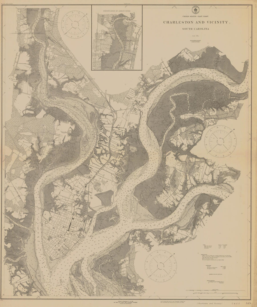 Charleston Harbor Map, South Carolina 1918