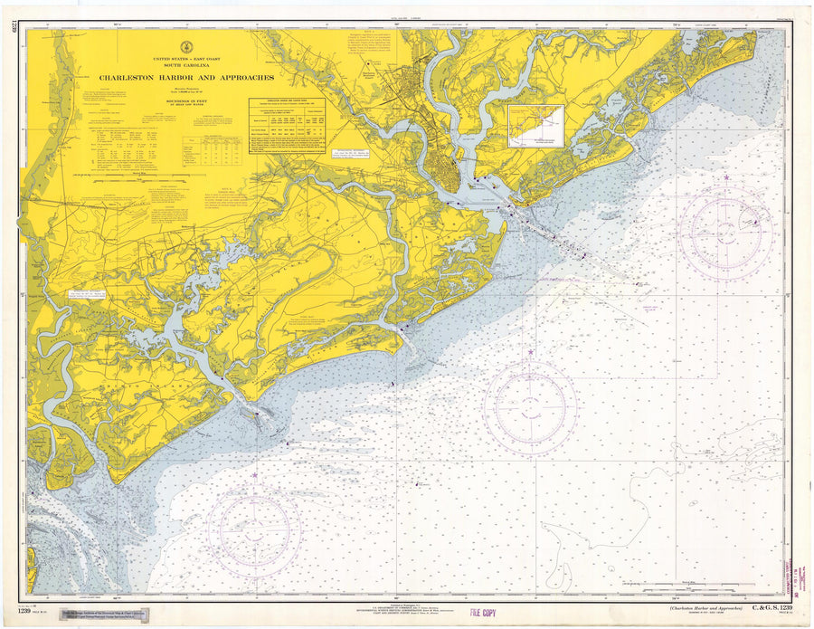 Charleston Harbor and Approaches Map - 1966