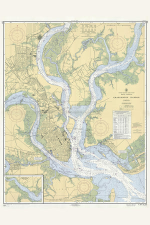 Charleston Harbor South Carolina Map 1959 (colored)