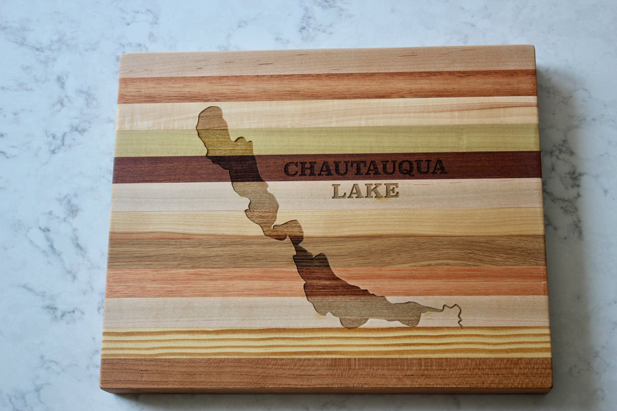 Chautauqua Lake Map Engraved Wooden Serving Board & Bar Board