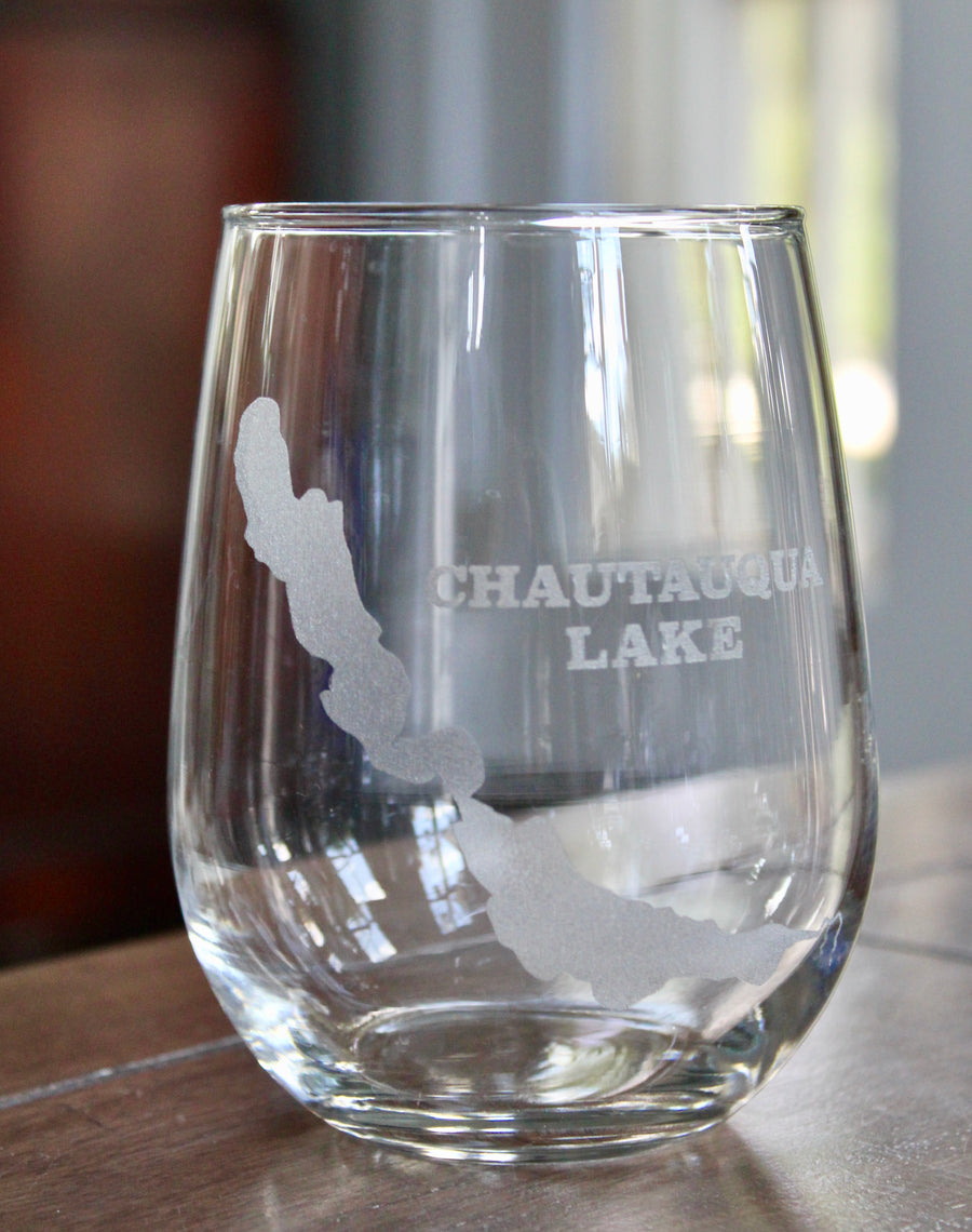 Chautauqua Lake Map Engraved Glasses