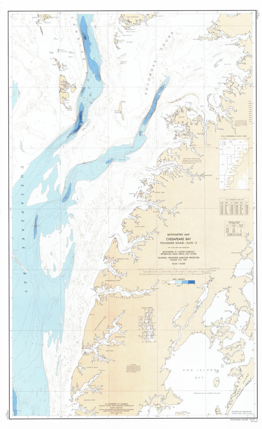 Chesapeake Bay Pocomoke Sound Bathymetric Map - PLATE 12
