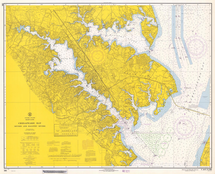 Chesapeake Bay - Severn & Magothy Rivers Map 1968