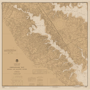 Chesapeake Bay - Severn River & Magothy River Map - 1977 (sepia)