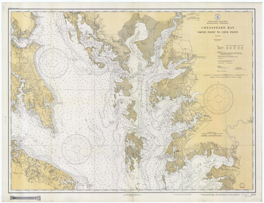 Chesapeake Bay - Smith Point to Cove Point Map - 1934