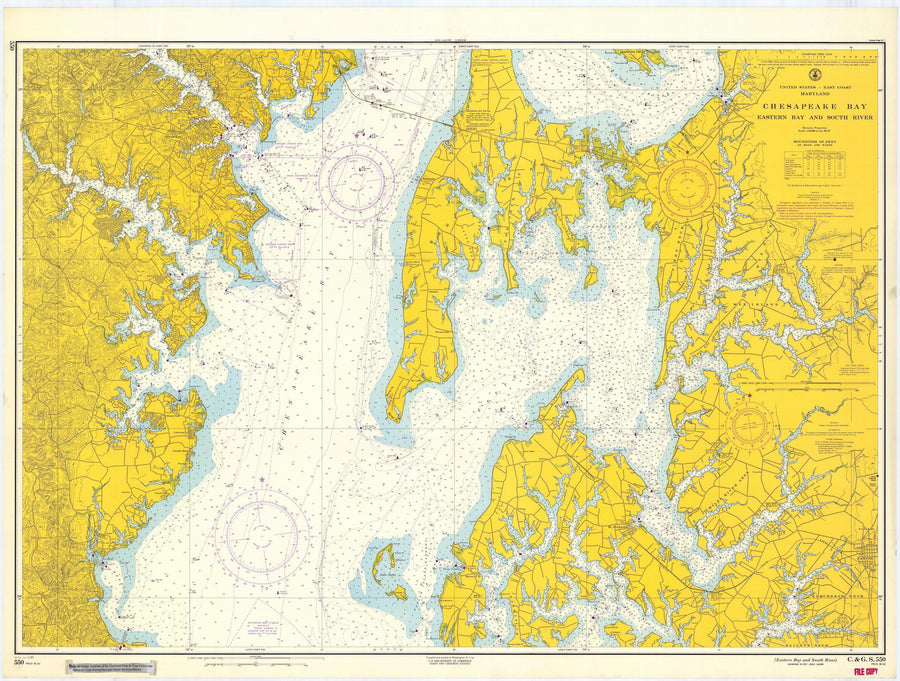 Chesapeake Bay Eastern Bay & South River Map - 1963
