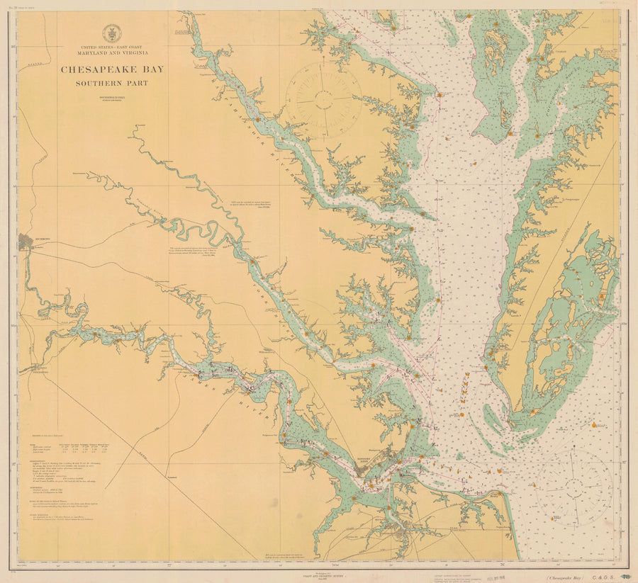 Chesapeake Bay (Southern Part) Map - 1914