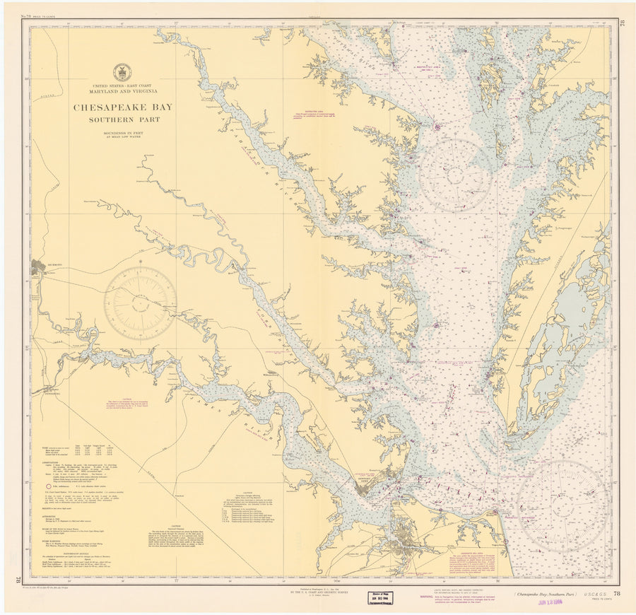 Chesapeake Bay (Southern Part) Map - 1944