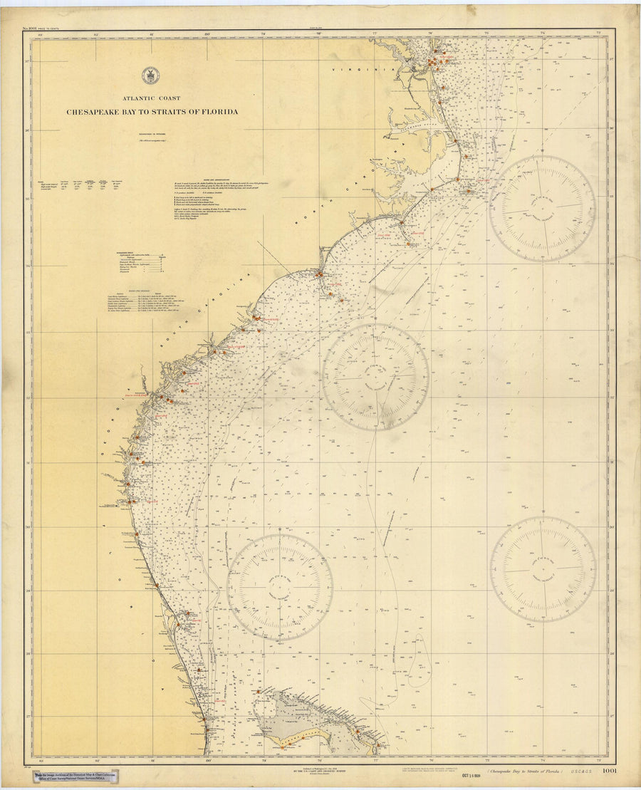 Chesapeake Bay to Straits of Florida Map - 1928
