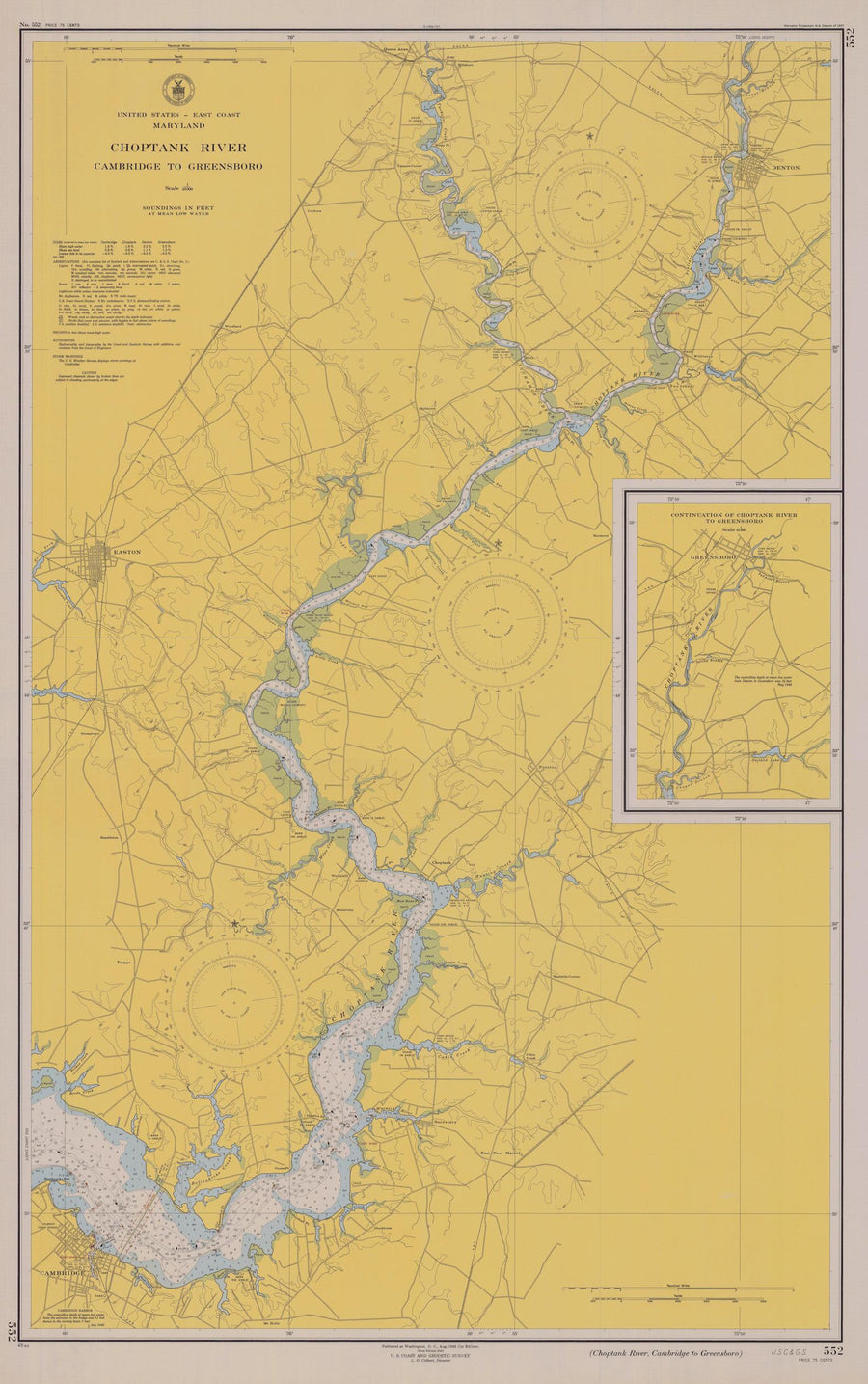 Choptank River - Cambridge to Greensboro Map - 1949