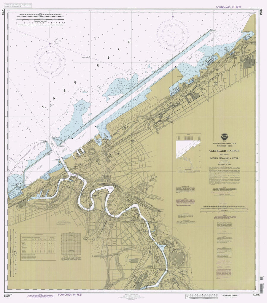 Cleveland Harbor and Lower Cayuga River Map - 1995