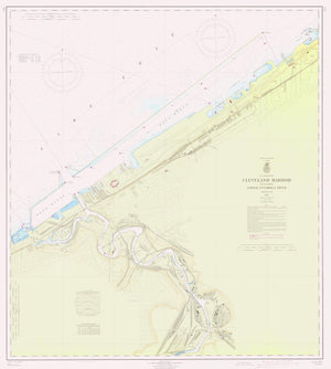 Cleveland Harbor and Lower Cayuga River Map - 1965