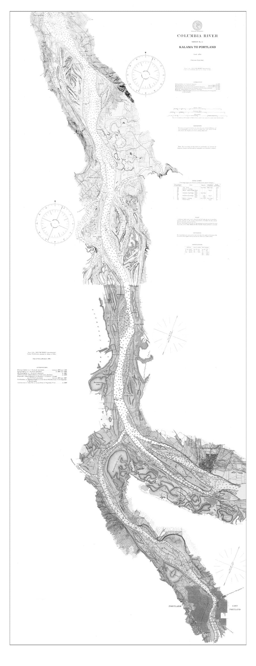 Columbia River Map - Kalama to Portland 1999