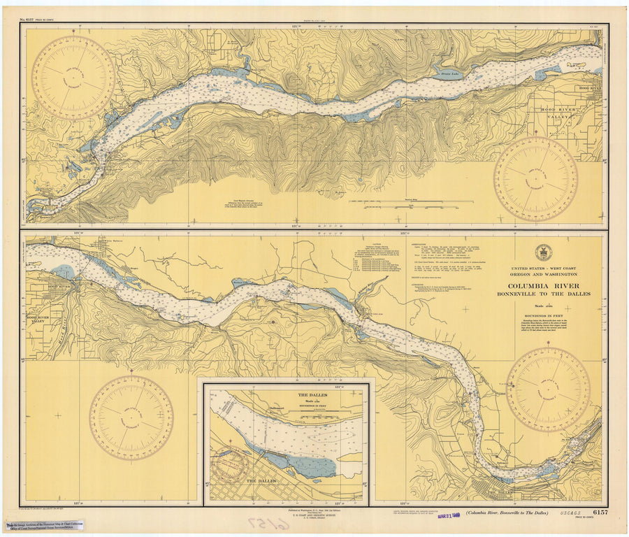 Columbia River Map - Bonneville to the Dalles 1946