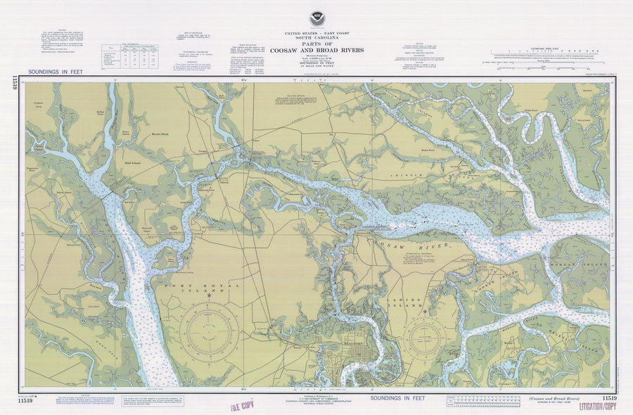 Coosaw and Broad Rivers Map - 1981