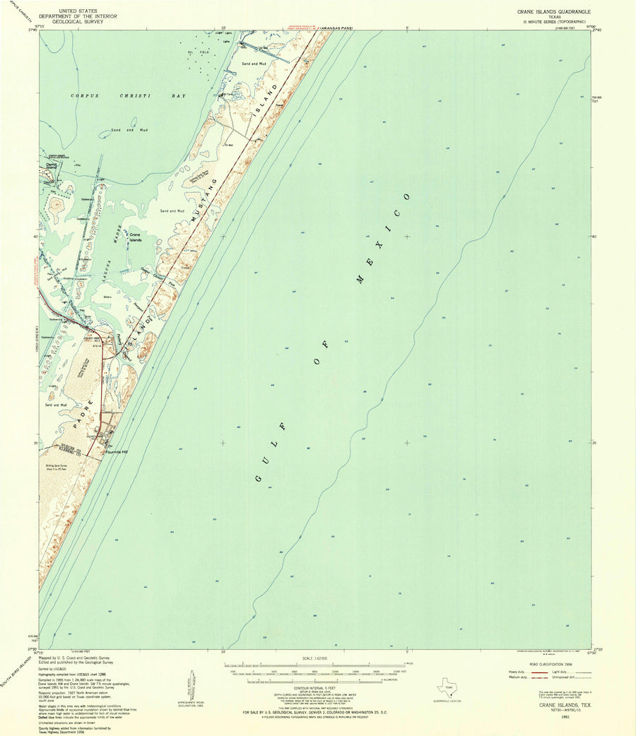 Crane Island Texas Topographic Map - 1951