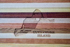 Cuttyhunk Island Map Engraved Wooden Serving Board & Bar Board