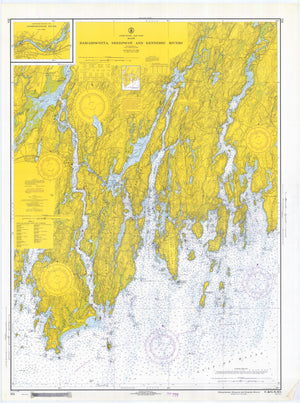 Damariscotta, Sheepscot & Kennebec Rivers Map - 1968