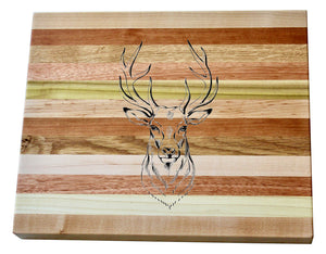 Deer Head Engraved Wooden Serving Board & Bar Board