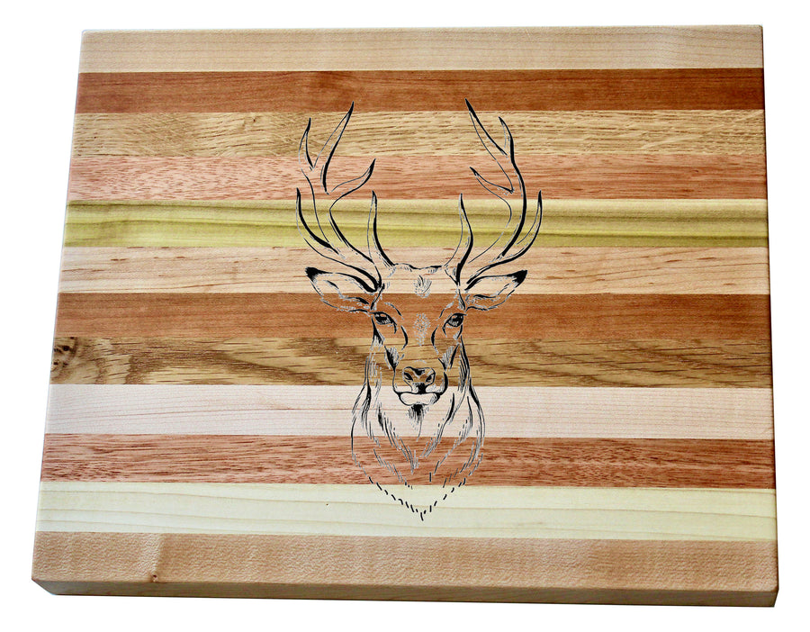 Deer Head Engraved Wooden Serving Board & Bar Board