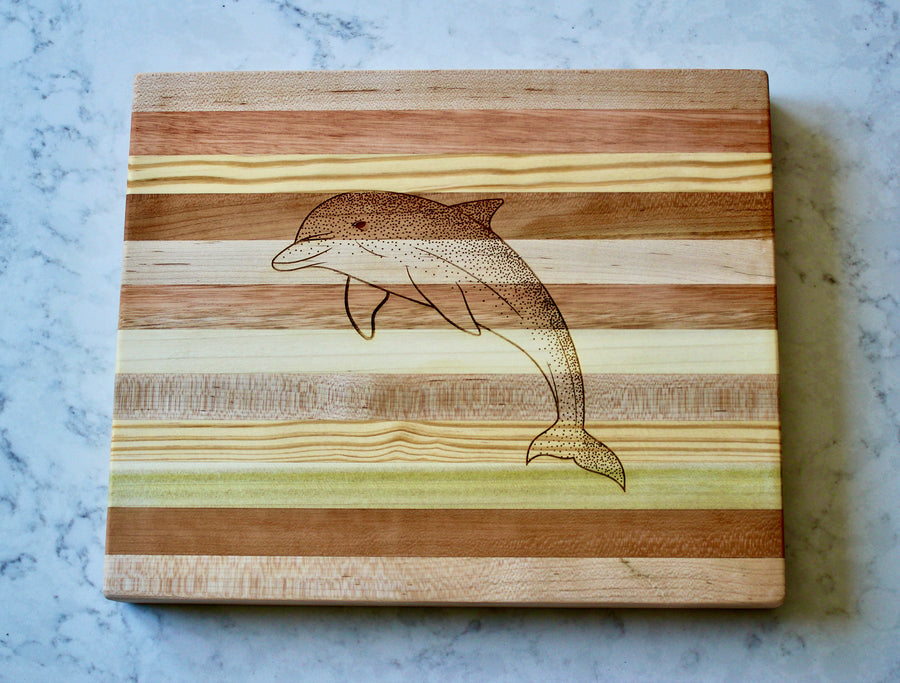 Dolphin Engraved Wooden Serving Board & Bar Board