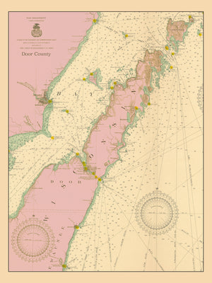 Door County Map - 1917 (pink)