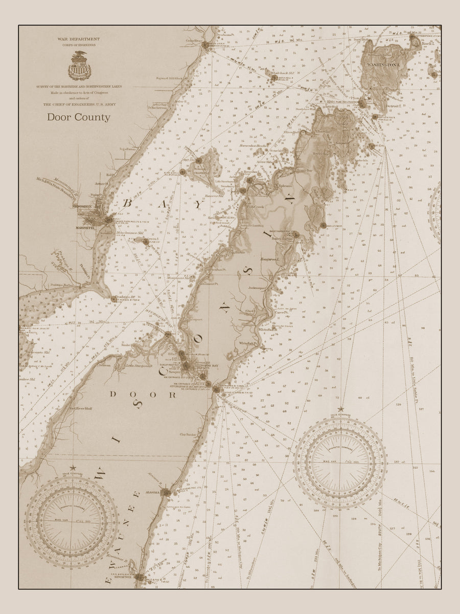 Door County Map - 1917 (sepia)