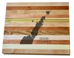 Door County Map Engraved Wooden Serving Board & Bar Board