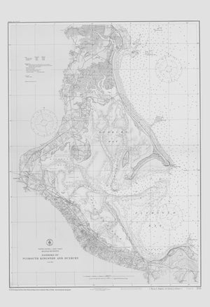 Duxbury, Kingston & Plymouth Harbors Map - 1920 - Black & White