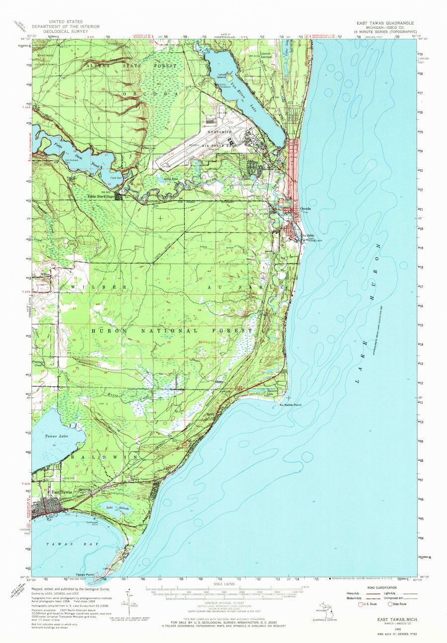 East Tawas Topographic Map - 1959