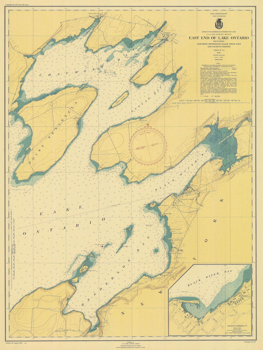 Lake Ontario - East End Map - 1946