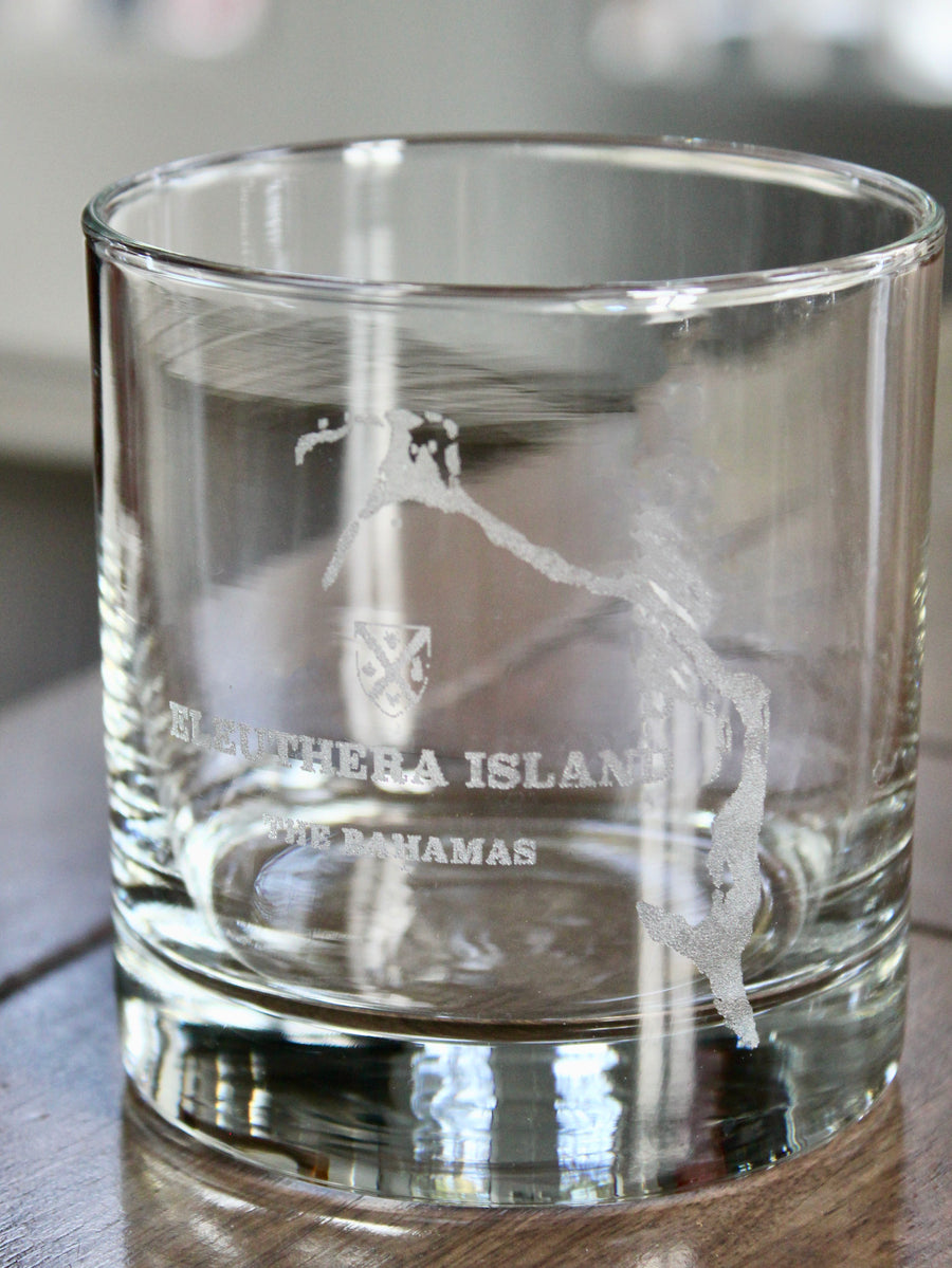 Eleuthera Island Map Engraved Glasses