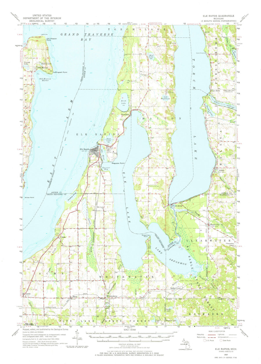 Elk Rapids Topographic Map - 1957