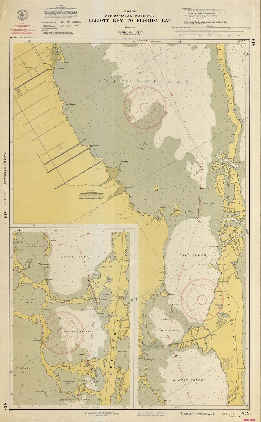 Elliott Key to Florida Bay Map - 1939