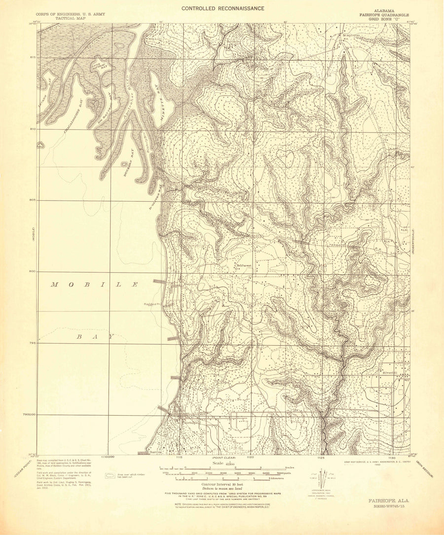 Fairhope, Alabama Map - 1943