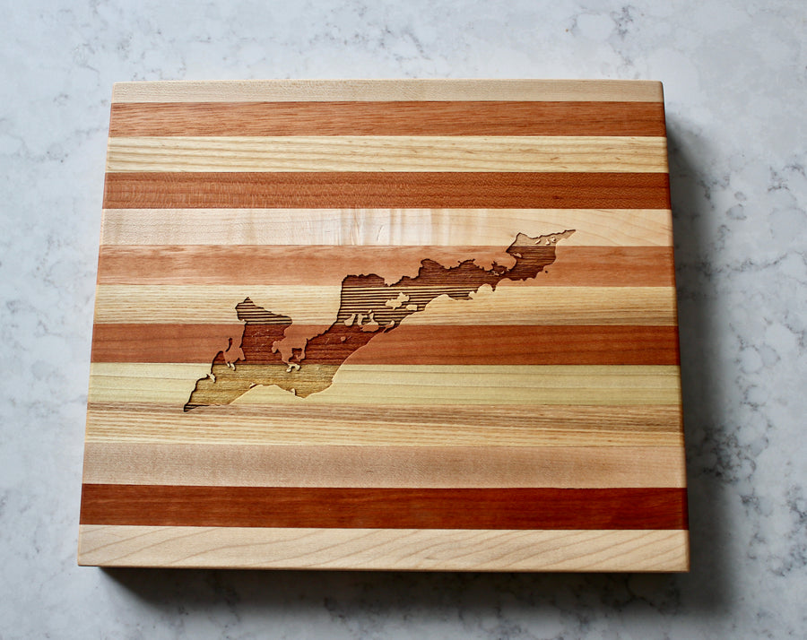 Fishers Island Map Engraved Wooden Serving Board & Bar Board