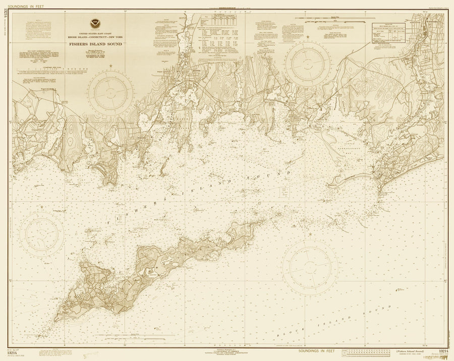 Fishers Island Map 1977 - Sepia tone