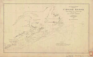 North Atlantic Fishing Banks Map - 1918